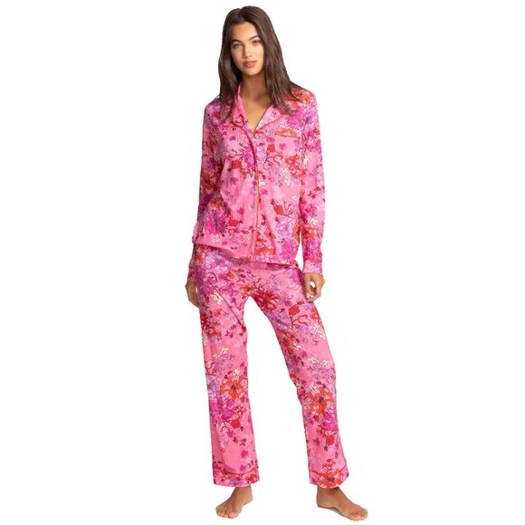 Johnny Was Carly Lobelia Pj Set Long Floral Home Lounge Sleepwear Pink 2 pc NEW - Picture 3 of 6